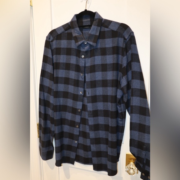 NWOT Theory Men’s Admiral Buffalo Check Flannel Long Sleeve Shirt - Picture 4 of 6